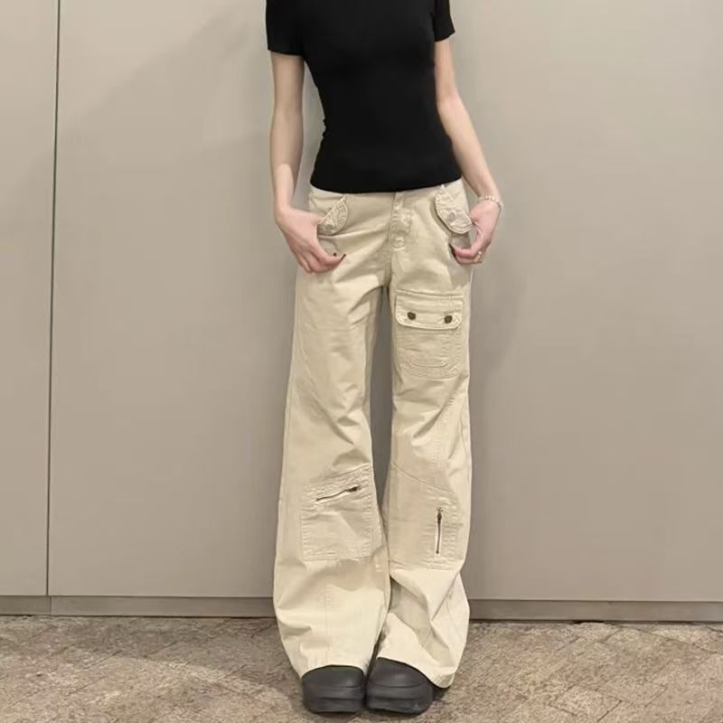 美式微喇叭工装裤女2025夏季新款