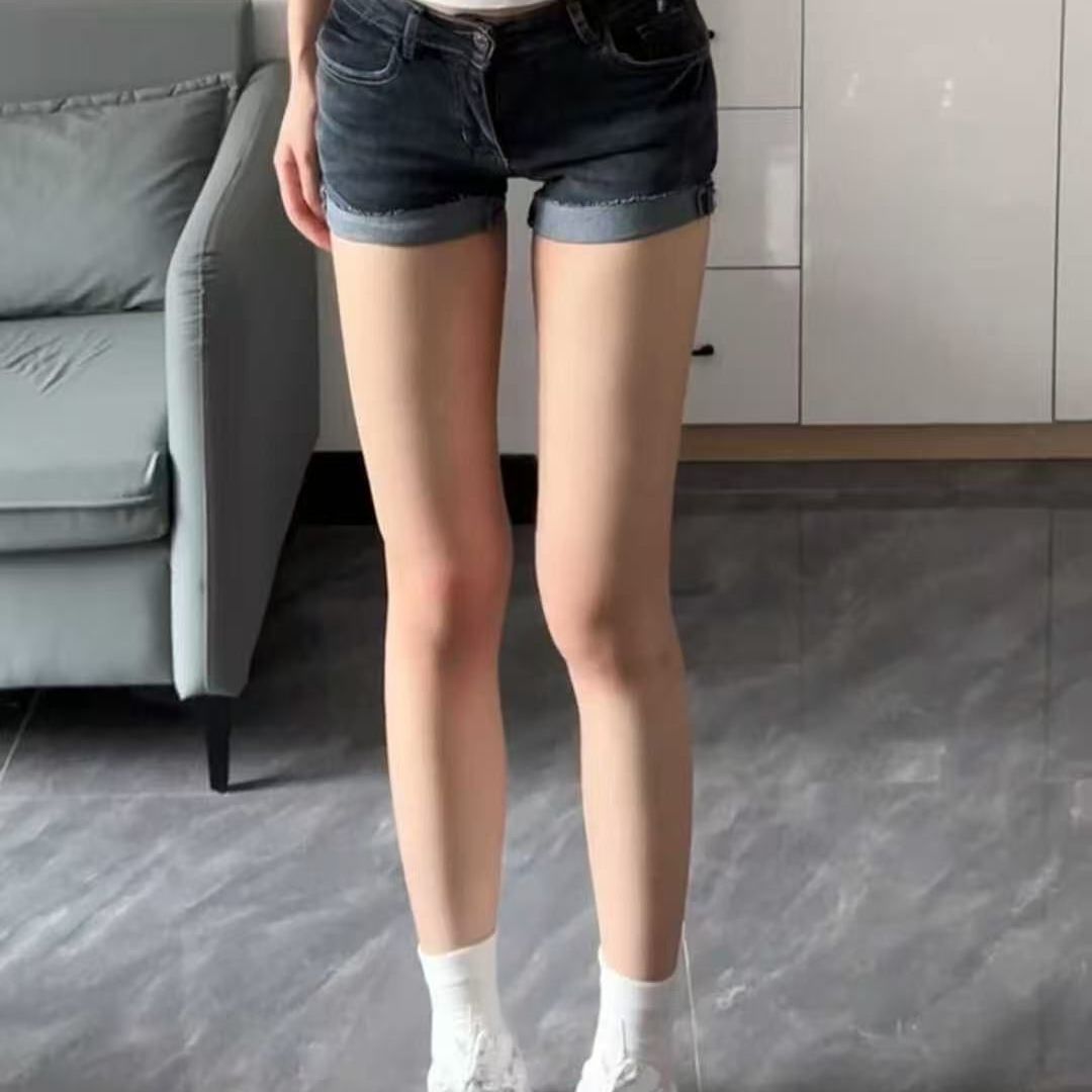 辣妹设计翻边美式牛仔超短裤短裤