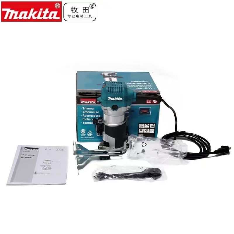 Makita牧田木工修边机RT0702C木材雕刻机家用开槽机电木铣木雕机