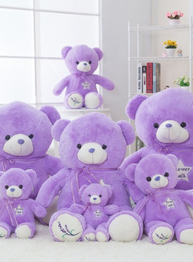 紫色薰衣草绣花熊带香味家居摆件跨境毛绒玩具礼品长毛绒公仔