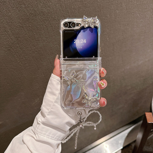 适用三星zflip7fe手机壳折叠ZFlip6高级感带挂绳zflip4保护壳zflip3防摔斜挎链条透明zflip5全包中轴zflip7女