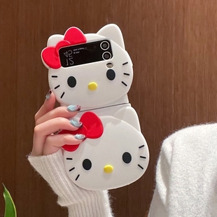 可爱kt凯蒂猫适用三星ZFlip6手机壳ZFlip4硅胶软壳zflip3保护壳zflip 5防摔套w23filp折叠屏w24filp创意个性