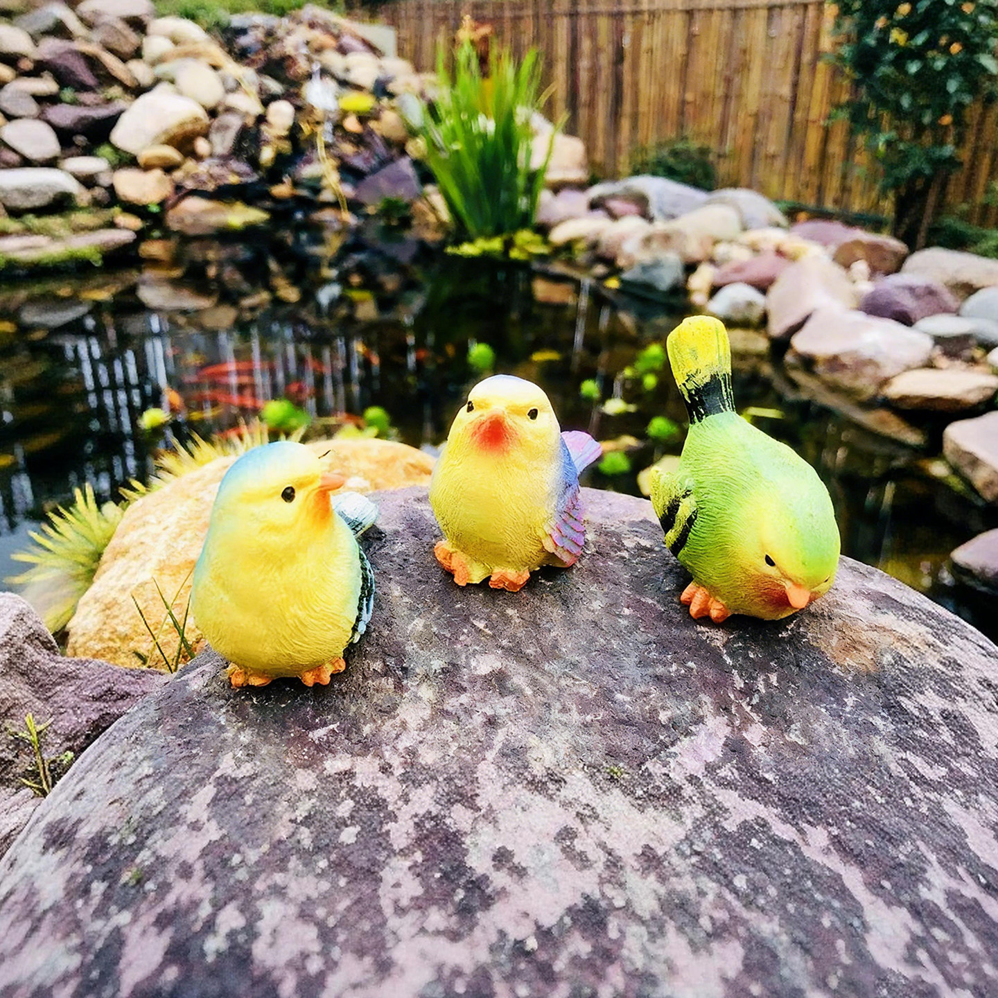 三小鸟树脂庭院阳台摆件