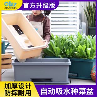 欧林泽长方形种菜专用加深阳台种菜专用懒人花盆自吸水盆栽种植箱
