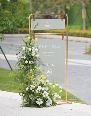 婚礼婚庆迎宾铁艺金色展架展示牌北欧简约落地式橱窗装修道具花架