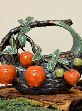 苹果花篮摆件工艺品礼物装饰品好寓意玄关办公室展柜礼盒送礼