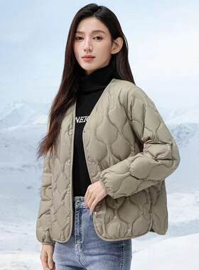 轻薄羽绒棉服女小款2024年秋冬新款短款无领内搭外穿薄款内胆外套
