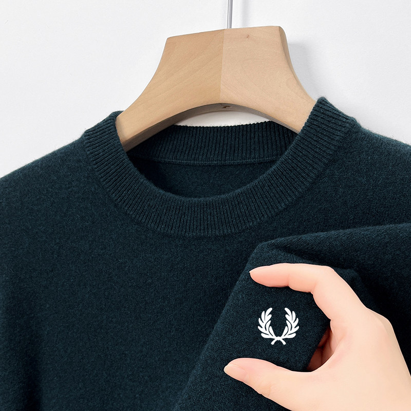 thumbnail for Genuine FP Wheat Ear Men's 100% Pure Wool Sweater Winter Thickened Warm Sweater Business Casual Knitted Cashmere Sweater