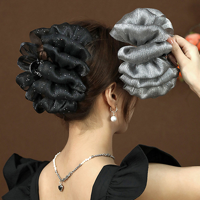 饱满后脑勺云朵泡泡网纱抓夹发夹