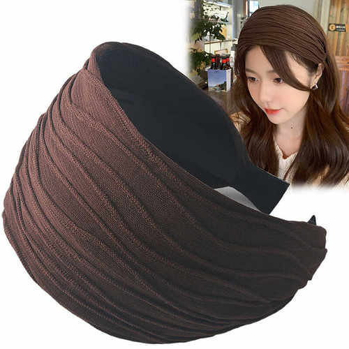 压褶带齿防滑发卡束发超宽边发箍