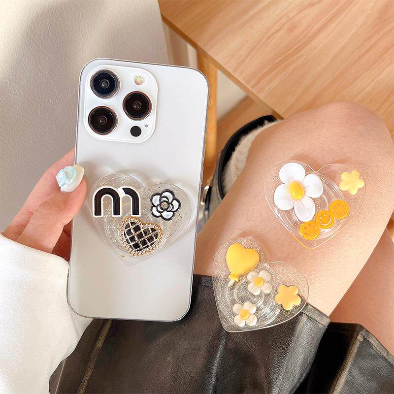 ins高级感创意山茶花立体手机壳X背贴粘贴式懒人伸缩爱心气囊支架