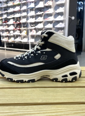 skechers斯凯奇熊猫鞋加绒保暖女靴冬季女高帮休闲鞋167570-BKNT