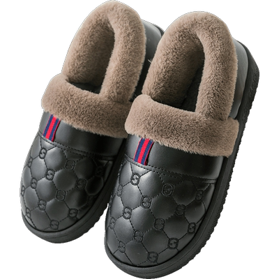 PU皮面防滑包跟棉拖鞋