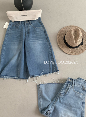 LOVE BOO-26夏上新精致洗水慵懒风百搭直筒五分牛仔短裤L6110
