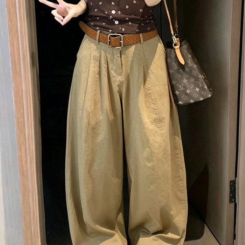 依可鑫-s风高腰气球裤宽松显瘦百搭休闲裤多色休闲裤(配腰带)5819