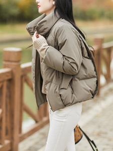 初夏微凉 轻奢设计感95白鹅绒短款羽绒服女时尚气质面包服外套