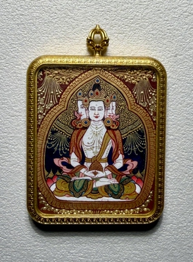 青海热贡手绘小唐卡大日如来夏吾尖措大师描绘佛牌