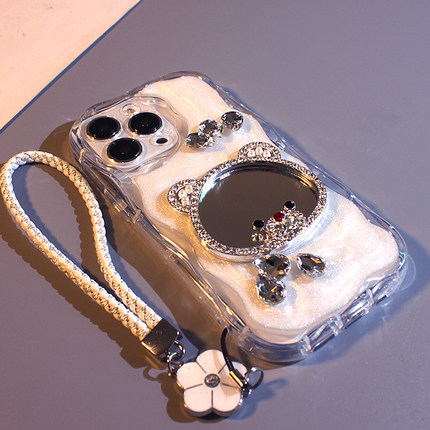 适用于oppoReno12pro手机壳立体闪钻镜面小熊Reno11/10/9/8/7/6/5/4/3创意卡通a97/a96/a92s/a72全包硅胶软壳