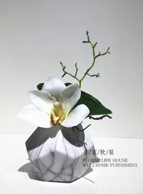 现代新中式仿真花艺小套装别墅样板间茶几书柜装饰柜花艺饰品摆件