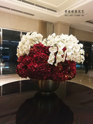 落地大厅玄关圆桌仿真花艺