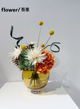 创意插花仿真花艺装饰摆件  样板间酒店客厅洽谈桌面茶几花瓶摆设