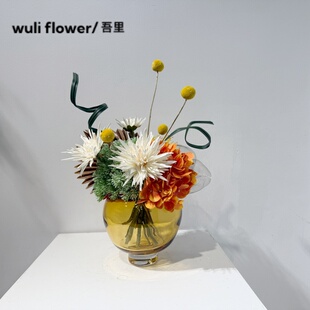 创意插花仿真花艺装 样板间酒店客厅洽谈桌面茶几花瓶摆设 饰摆件