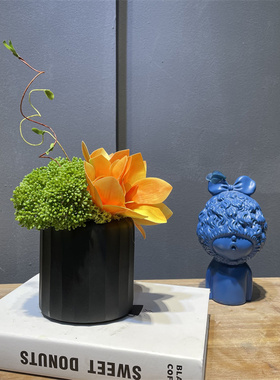 美式北欧新中式出口外贸刻磨玻璃花瓶花艺插花 样板间设计师款