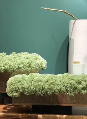 大理石金属长方形仿真永生苔藓 花艺摆件  售楼部样板间饰品摆件