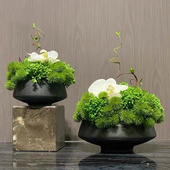 样板间会所茶几软装 现代新中式 仿真花艺套装 饰品花艺摆件