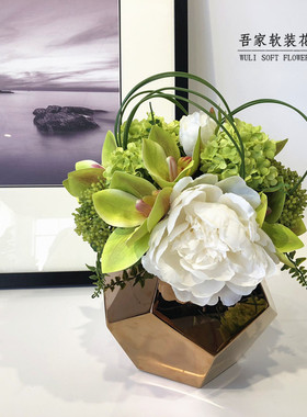WULI*高端别墅样板间售楼部酒店客厅玄关茶几仿真花装饰花艺摆件
