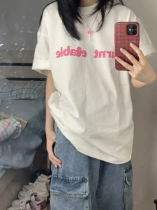 重磅纯棉正肩短袖t恤女男情侣装2024新款夏季设计感小众宽松上衣
