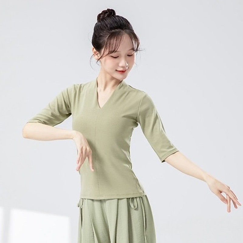 舞者之歌中袖T恤瑜伽舞蹈健身显瘦百搭收腰上衣 练功服外穿休闲服