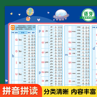 拼音字母表一年级幼儿园音节挂图无声拼音拼读训练儿童学习神器