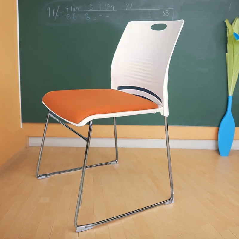 会议室椅培训椅简约职员办公椅无扶手塑料靠背洽谈椅实心钢筋椅子