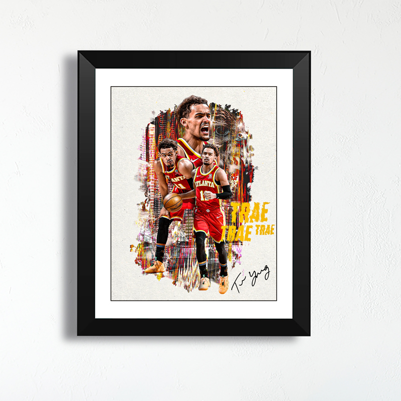 老鹰队特雷杨签名实木相框照片墙球迷周边海报艺术画框装饰桌摆件