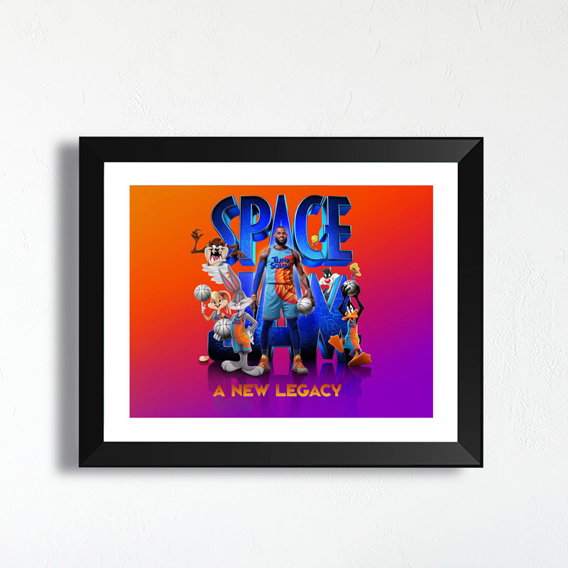 勒布朗詹姆斯space jam实木装饰相框艺术画框照片墙湖人挂墙海报