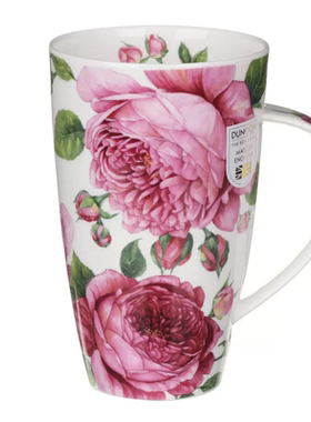 英国产dunoon骨瓷杯600ml灿烂玫瑰创意陶瓷大容量马克杯女士咖啡