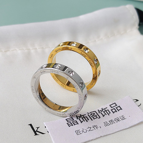欧美带吊牌不退色 K家镀白金简约素圈时尚个性小众男女情侣戒指