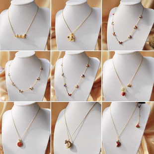 K家捡漏小众镀真金珐琅微镶锆石小动物短款时尚毛衣链项链女