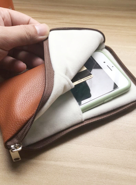 皮质拉链手机套适用苹果12Pro防尘袋挂脖Promax收纳袋防摔绒布女