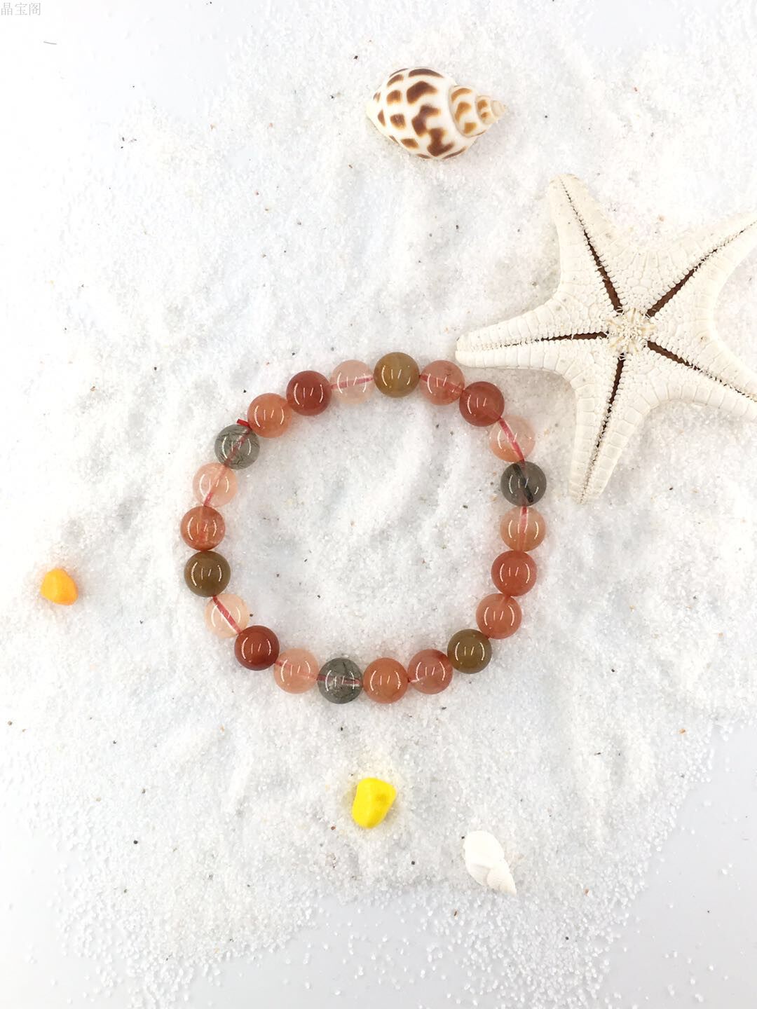 天然福禄寿水晶圆珠手链多圈福禄寿手串彩色水晶单圈手串时尚饰品