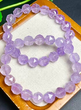 天然薰衣草刻面手链女款单圈时尚小清新简约紫水晶手串饰品百搭