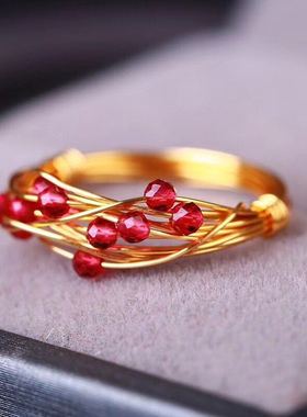 韩版玫瑰金碧玉指环超细情侣对戒