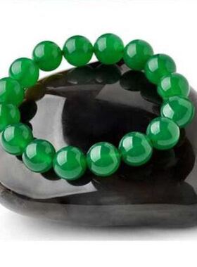 天然冰种绿玛瑙玉髓单圈水晶佛珠