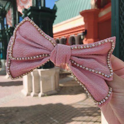 网红小香风大蝴蝶结重工款弹簧夹马尾发夹子发饰发卡仙女顶夹1877