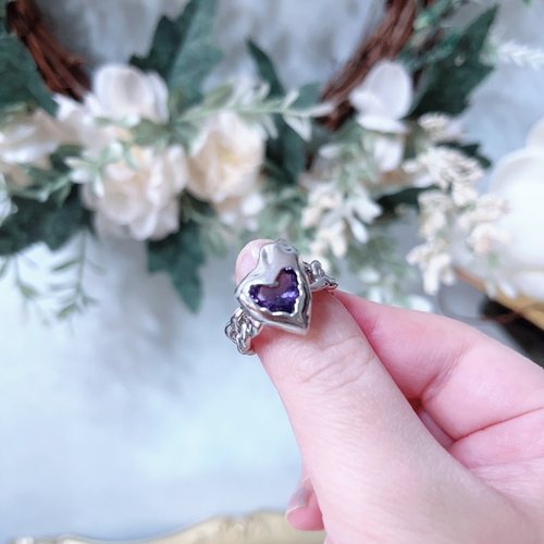 朋克风辣妹蓝色爱心戒指女小众设计17号开口食指时尚个性指环2326