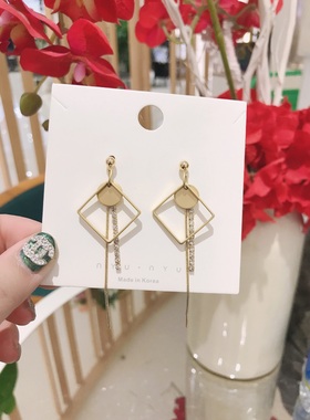 超仙几何正方形多层耳环女百搭显瘦新款潮气质耳坠网红耳饰88140