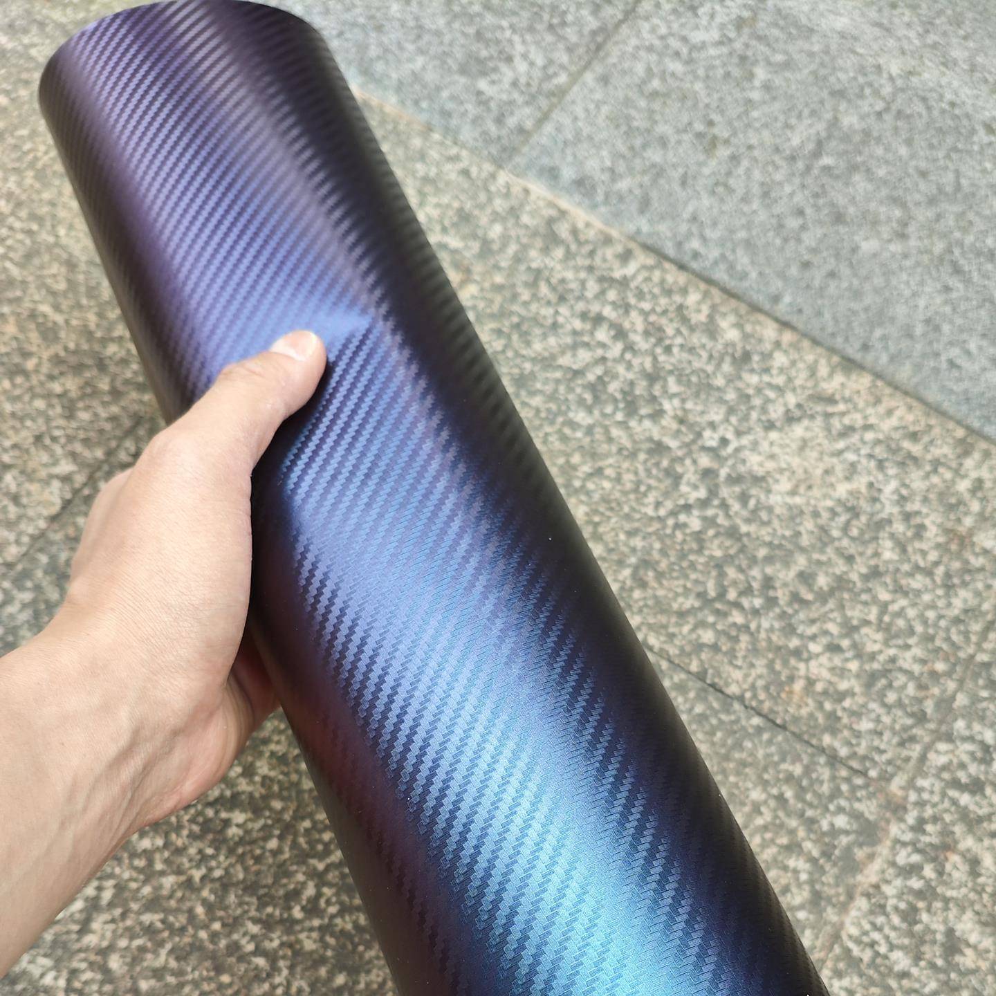 汽车蓝变紫变色龙贴膜 碳纤纹车身改色膜电动车紫变铜装饰紫变蓝