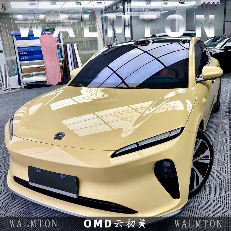 云初黄pet汽车改色膜蔚来ET5全车膜车衣车身贴膜改色汽车膜包施工