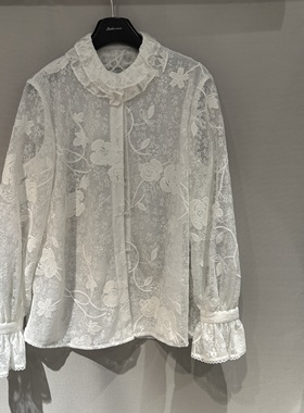 欧洲站2025冬季新款洋气娃娃领压褶设计百搭甜美文艺感衬衫70183